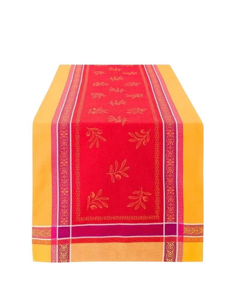 Olivia Yellow & Red Cotton Jacquard Dish Towel by Tissus Toselli - I Dream  of France