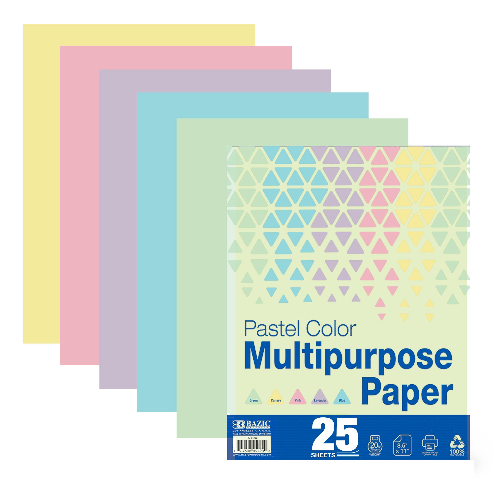 Bazic 100 Ct. Pastel Color Multipurpose Paper