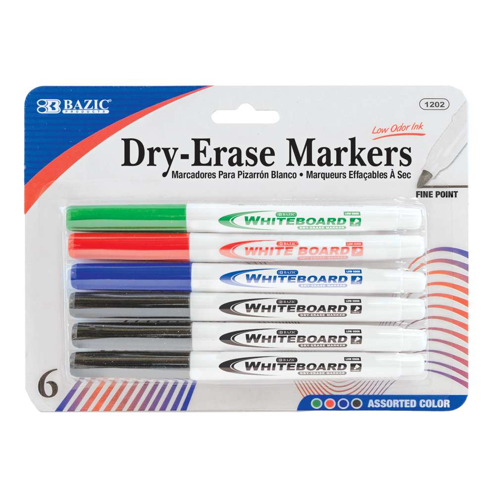 Bright Color Fine Tip Dry-Erase Marker (4/Pack) - Mazer Wholesale, Inc.