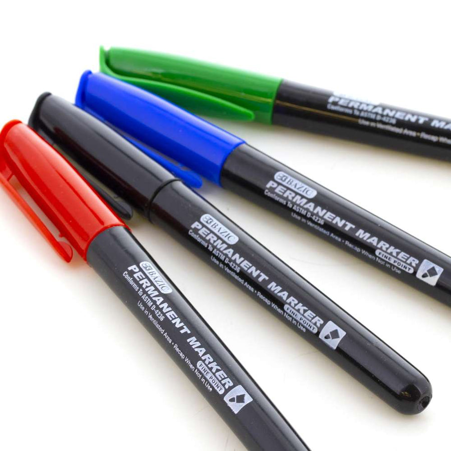 Fancy Colors Mini Fine Point Permanent Markers w/ Cap Clip (5