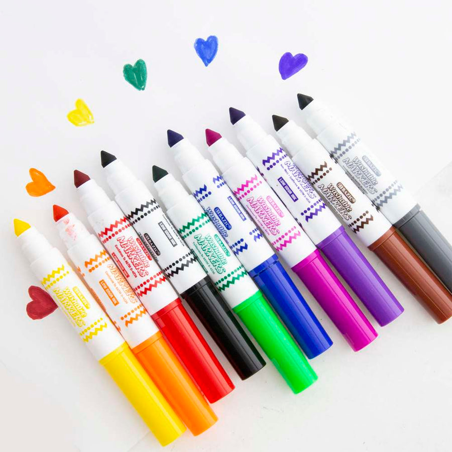 BAZIC Washable Markers Broad Line 8 Color Triangle Jumbo Coloring Marker,  Non Toxic Marcadorc Art School Supplies, Gift for Kids (8/Pack), 1-Pack