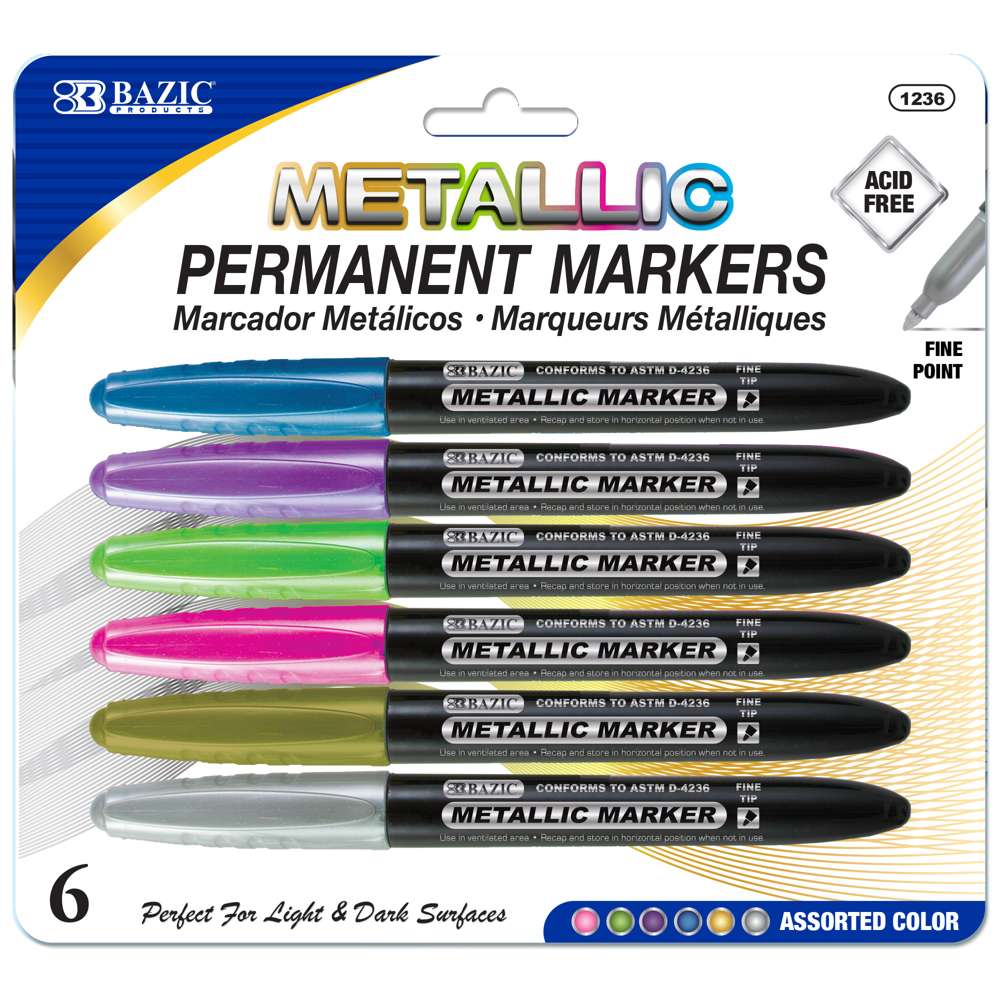 BAZIC Silver & Gold Metallic Markers (2/Pack) - Bazicstore