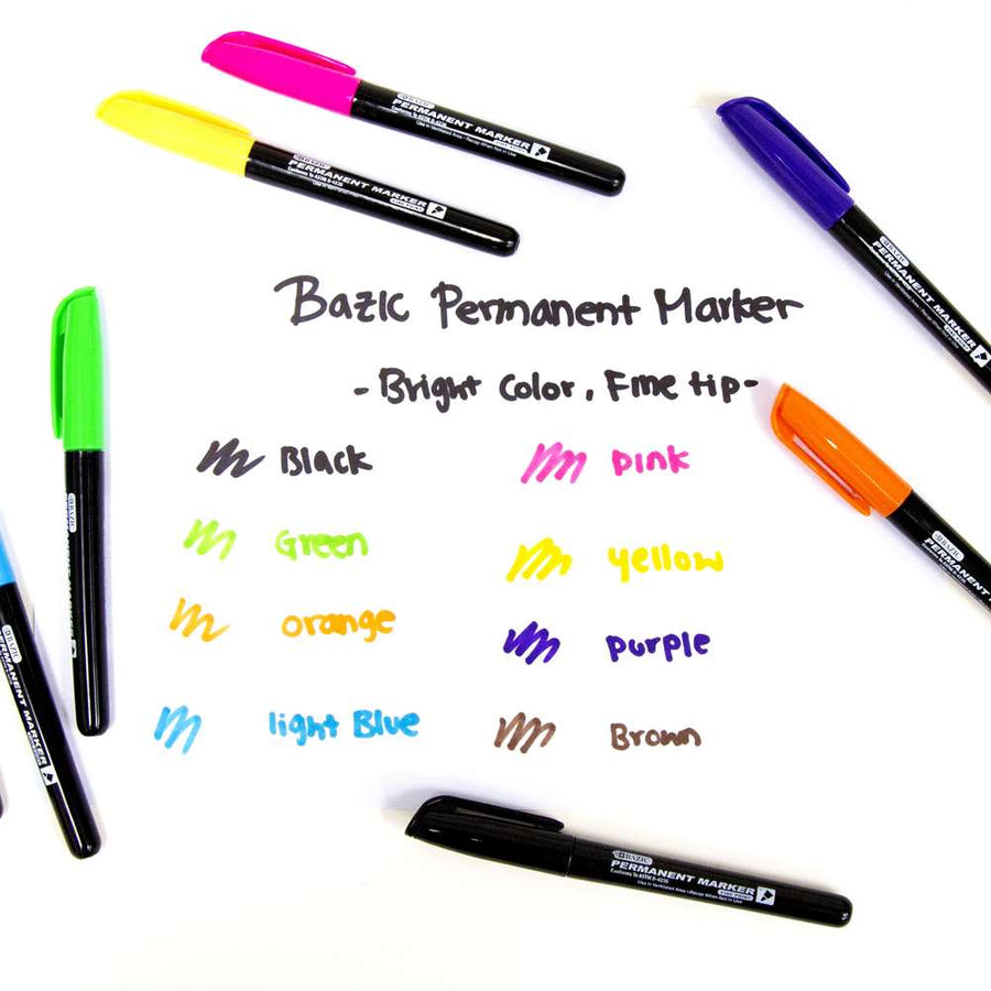 Fancy Colors Fine Tip Permanent Markers w/ Pocket Clip (5/Pack)