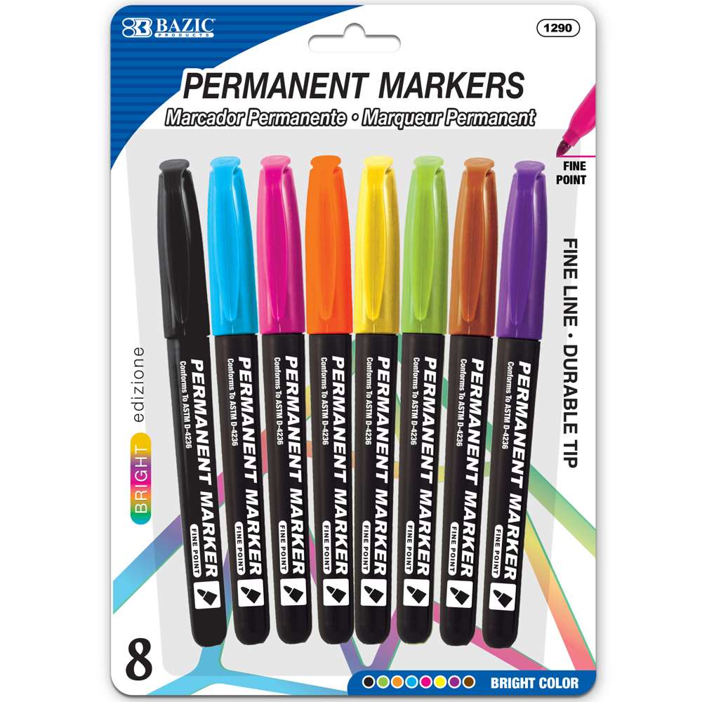 Fancy Colors Mini Fine Point Permanent Markers w/ Cap Clip (5/Pack) 24 Pack