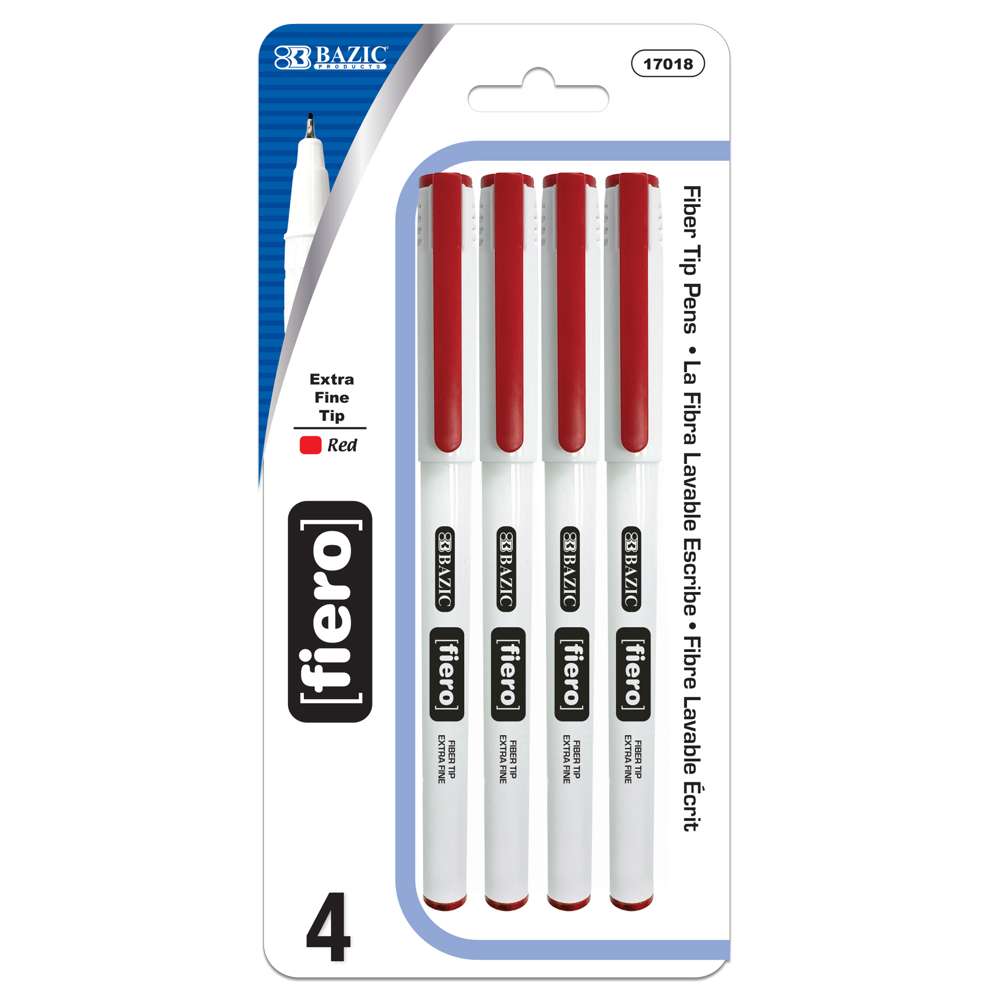 BAZIC Fiero Black Fiber Tip Fineliner Pen (4/Pack) - Bazicstore