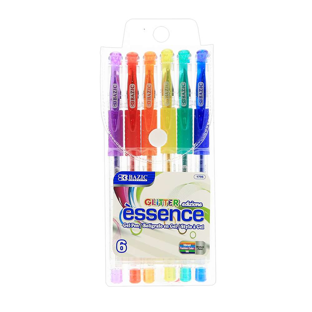 Tanzania waarschijnlijk Leggen BAZIC Essence Gel Pen 6 Glitter Color w/ Cushion Grip - Bazicstore