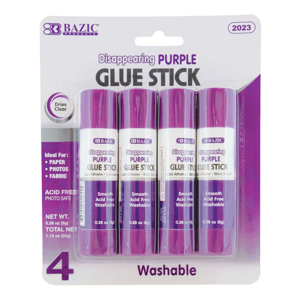 BAZIC 8g / 0.28 Oz Washable Colored Glue Stick (4/Pack) – Miami Cash and  Carry