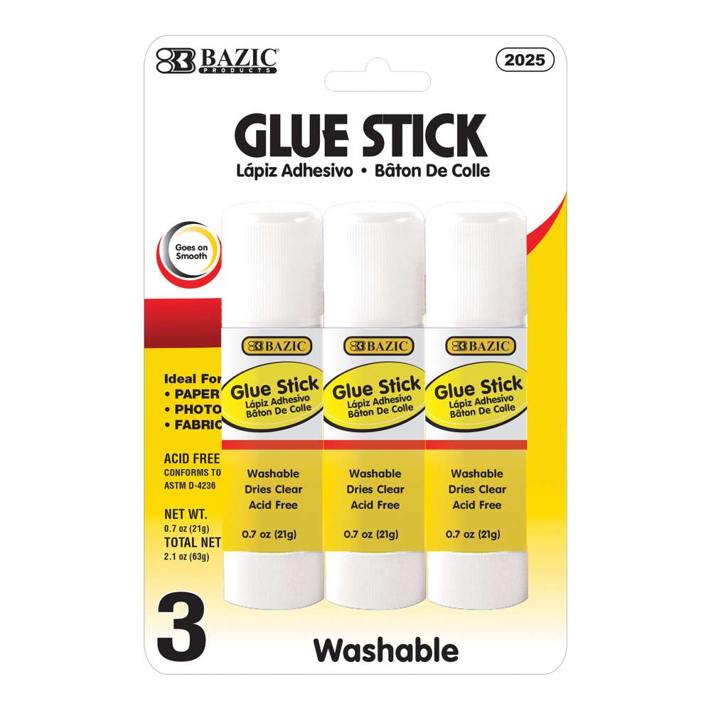 BAZIC Washable Colored Glue Stick 8g/0.28 Oz, All Purpose Acid Glue Sticks  for Kids Photos Paper Kids at School Home Office (4/Pack), 1-Pack - Yahoo  Shopping