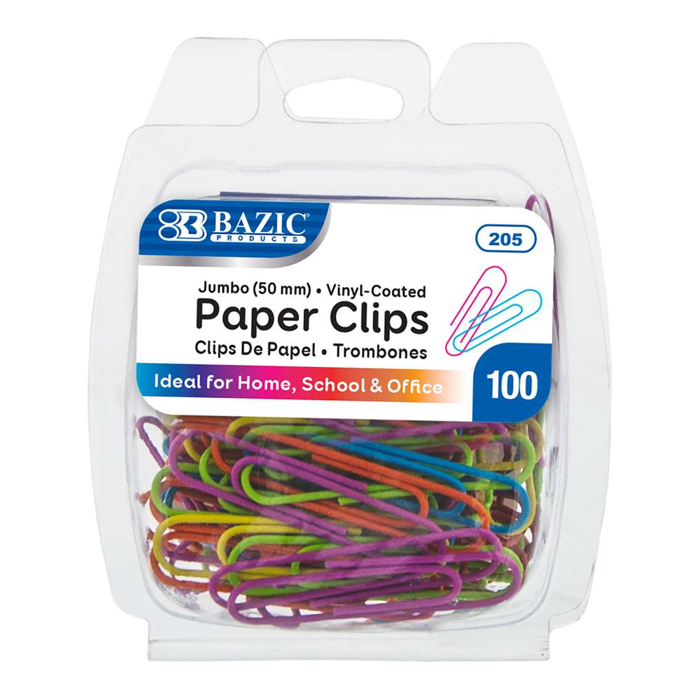 BAZIC Paper Clip (33mm) No.1 Regular Color (200/Pack) - Bazicstore