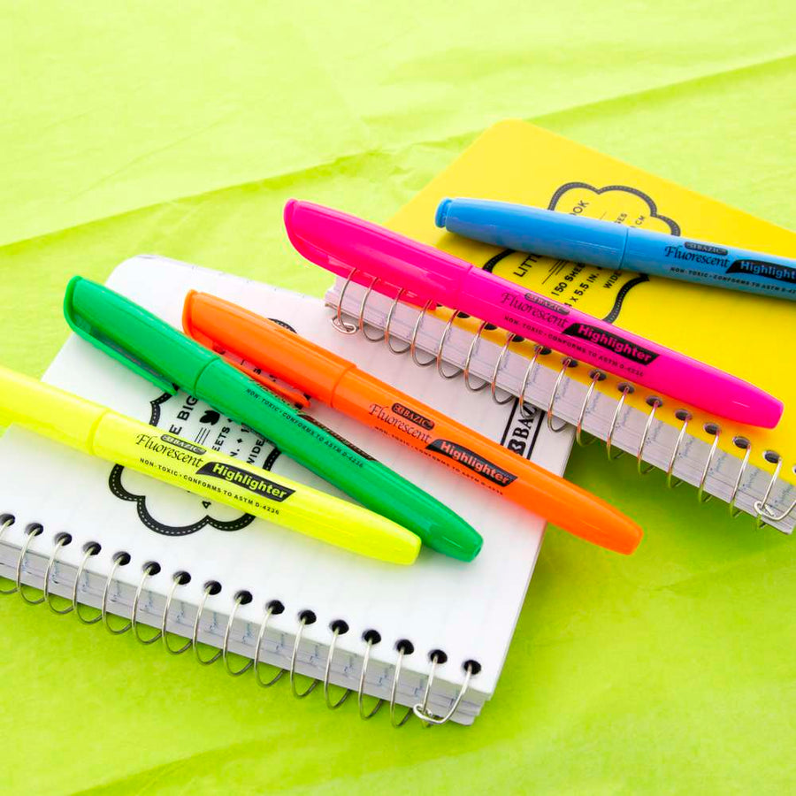 Mini Highlighter with Cap Clip, Pastel, Pack of 5 - BAZ2309