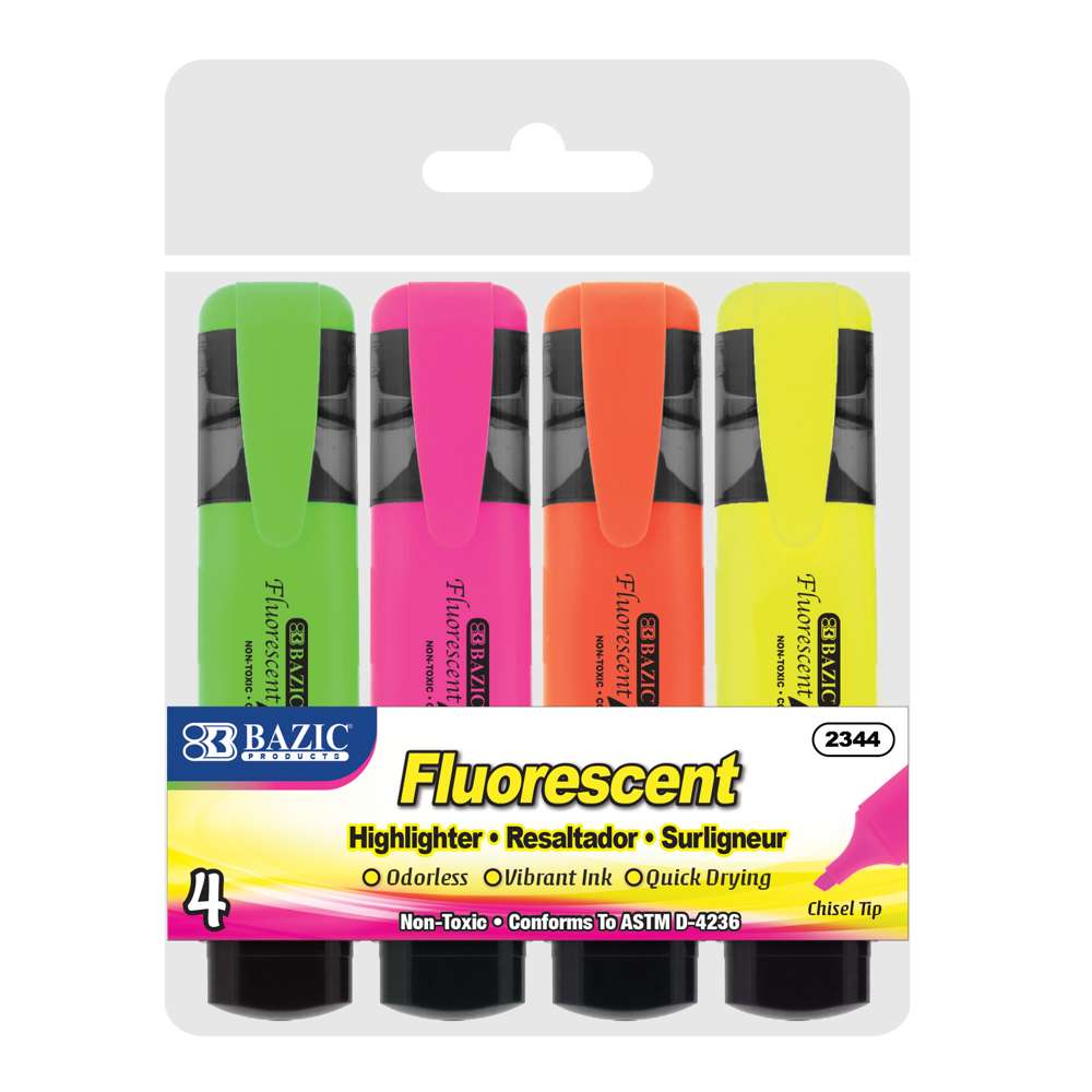 Mini Highlighter with Cap Clip, Pastel, Pack of 5 - BAZ2309