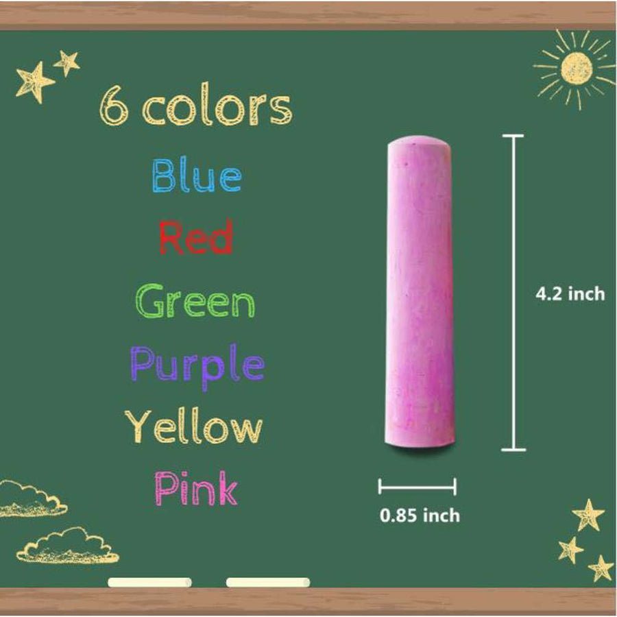 Jumbo Sidewalk Chalk Bulk 4 Pack Assorted Colors 80 Pieces Set Non-Toxic Washable Outdoor w/BCL Storage Bag Art Family School Street Playground