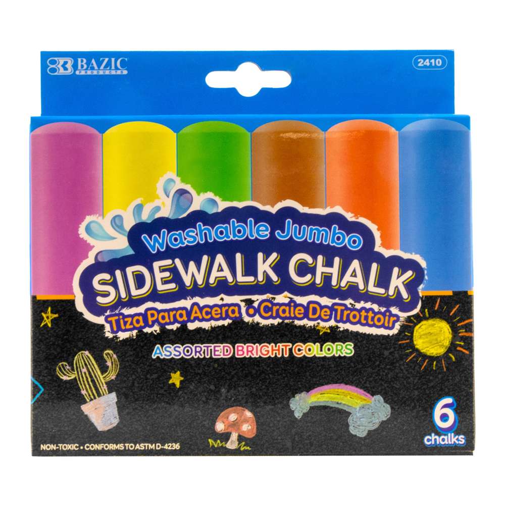 BAZIC Assorted Color Chalk, Standard Size Blackboard Chalkboard Chalks,  Great Game Activity for Kids, Art Teacher Office School Home (24/Pack),  1-Pack
