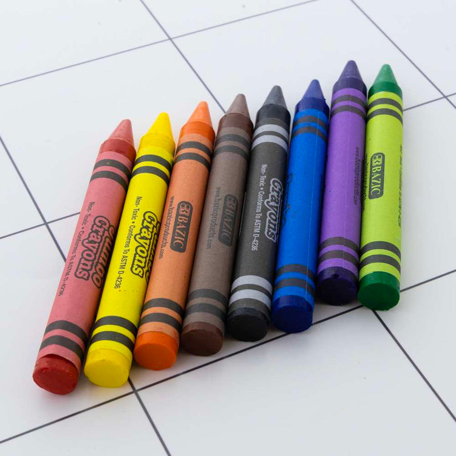 Bazic 8 Color Washable Premium Jumbo Crayons