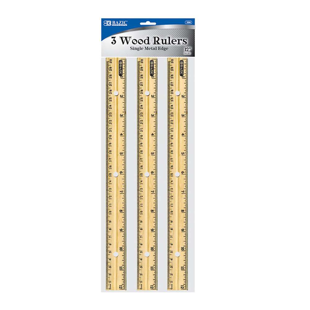 Bazic Stainless Steel Ruler with Non Skid Back