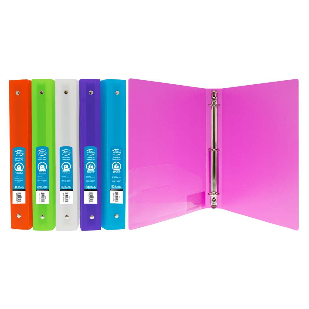 Comix 1'' Binders Basic 3 Ring-Binder 200 Sheets Capacity for US Letter  Size, Color Assorted Binders, 6 Pack (Assorted)