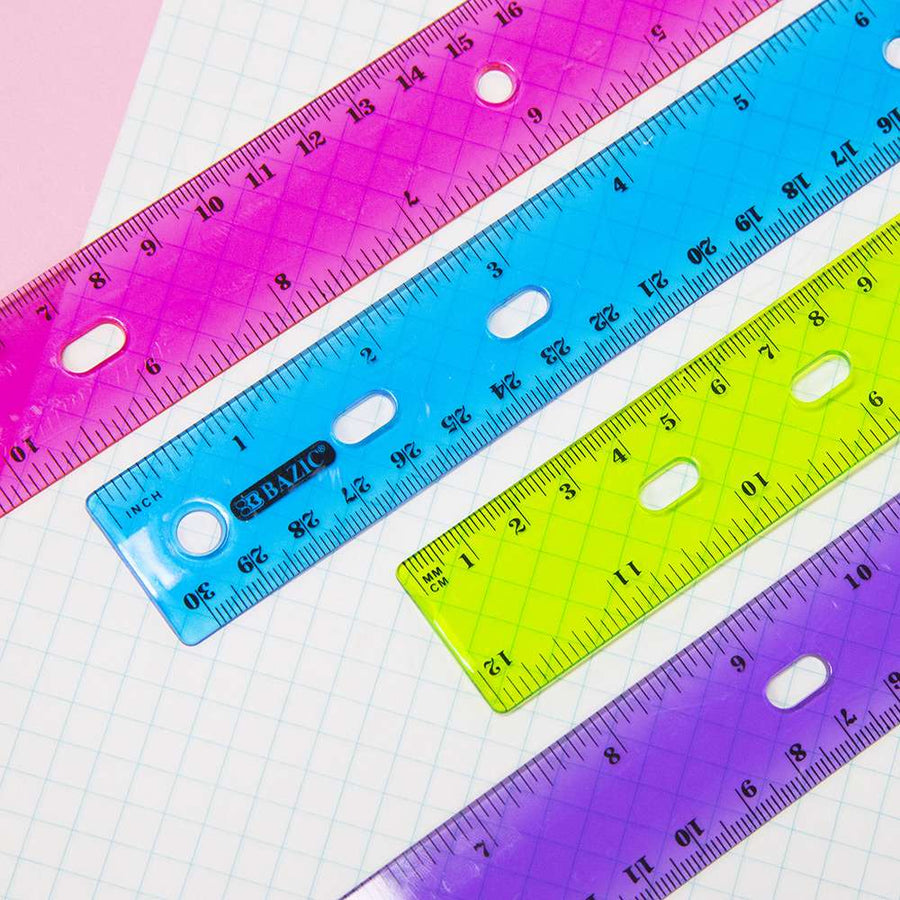 Unique Bargains Straight Ruler 15cm / 6 Inch Metric Double Scale Plastic  Measuring Tool Clear 20pcs 