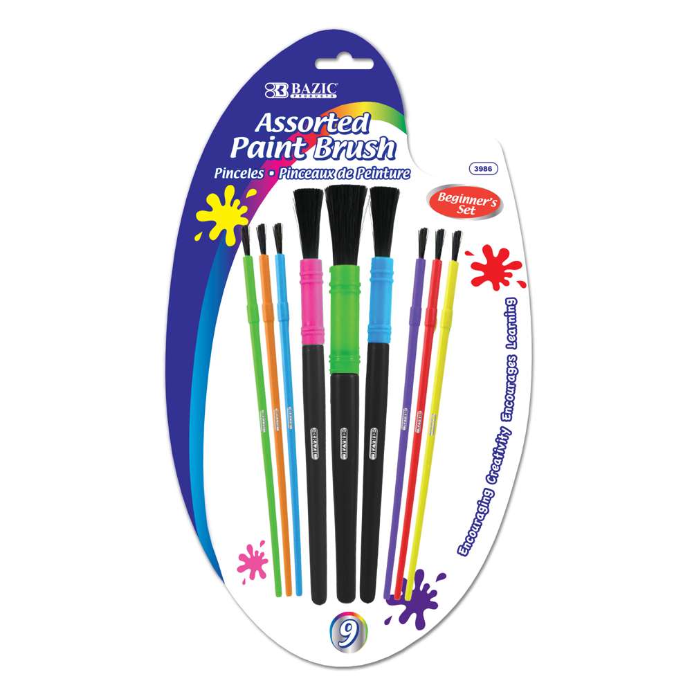 BAZIC Assorted Nylon and Foam Paint Brush Set (18/Pack) - Bazicstore