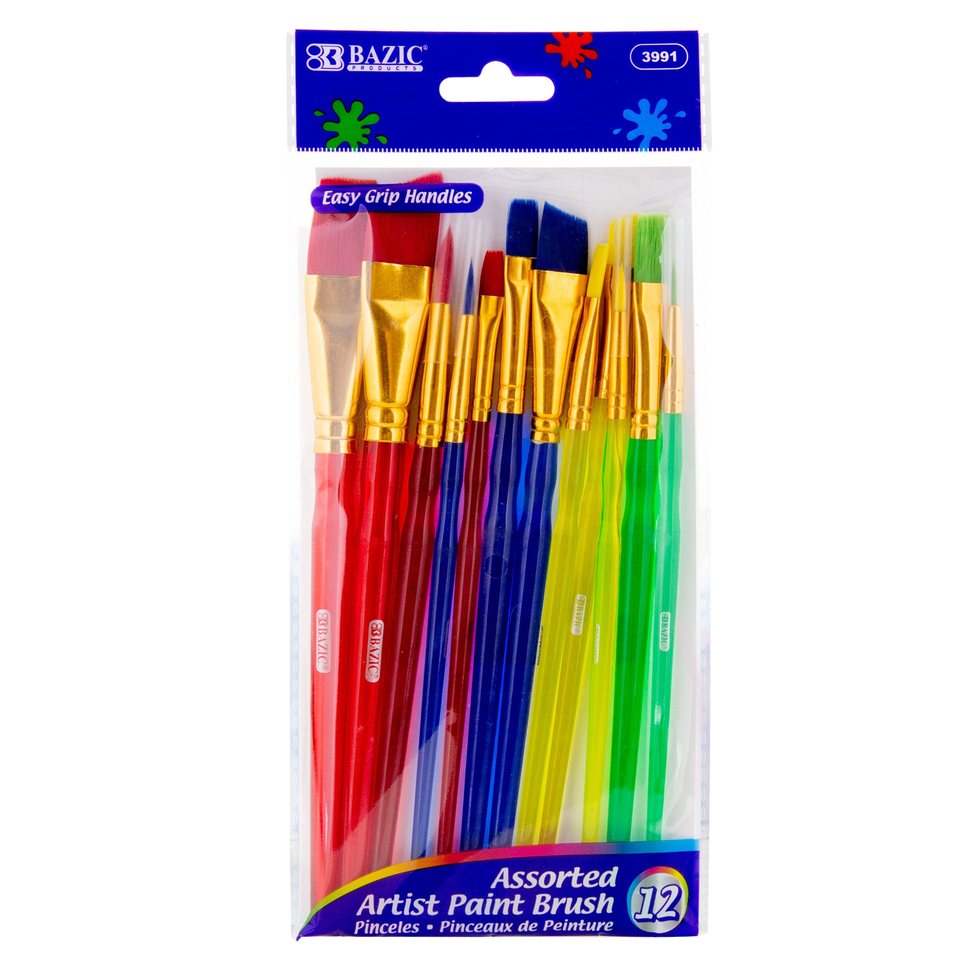 BAZIC Assorted Paint Brush w/ Wood Handle Set (25/Pack) - Bazicstore