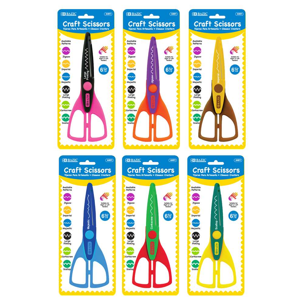 Child-safe Plastic Scissors Set by Kalatic (3 Pack With 3 Different  Patterns Straight/Wavy/Zigzag, Rounded-tip, 4.9 Inch) - 4.9'' Safety Blunt