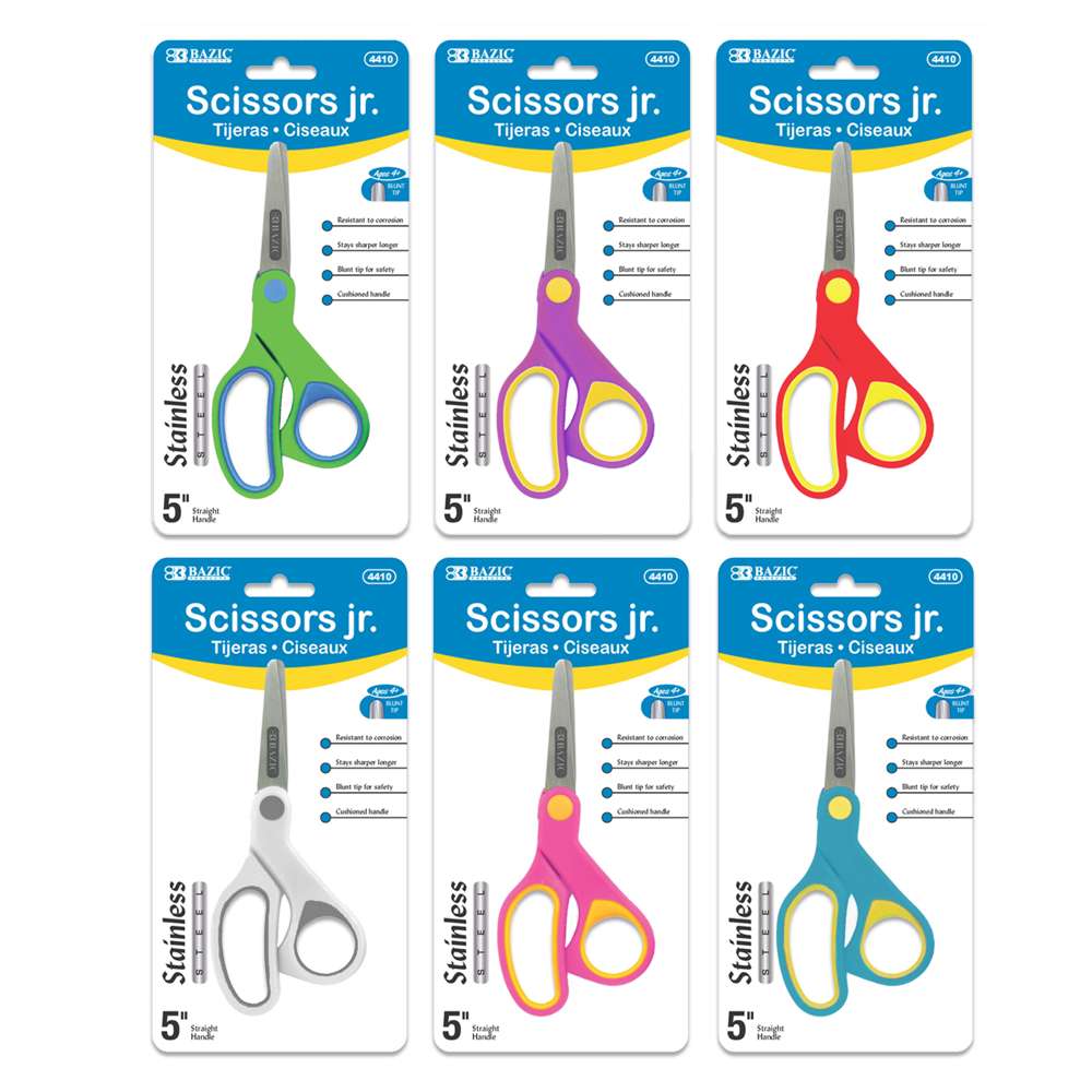Kids Scissors Blue, Right and Left-Handed 5 Blunt Tip Sharp Stainless Steel Scissors, Childrens Safety Pair of Scissors Kindergarten Preschool and