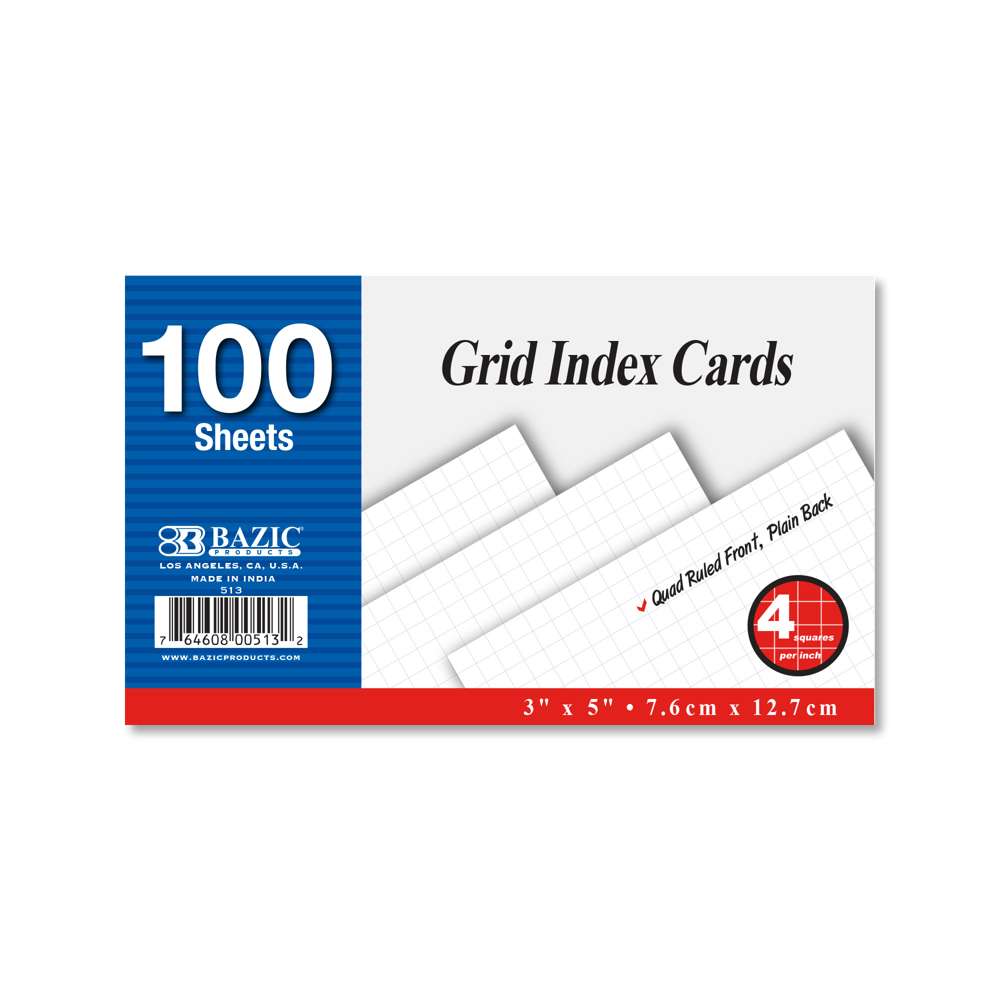 BAZIC Ruled Color Coded Index Card 3 X 5 100 Ct. - Bazicstore