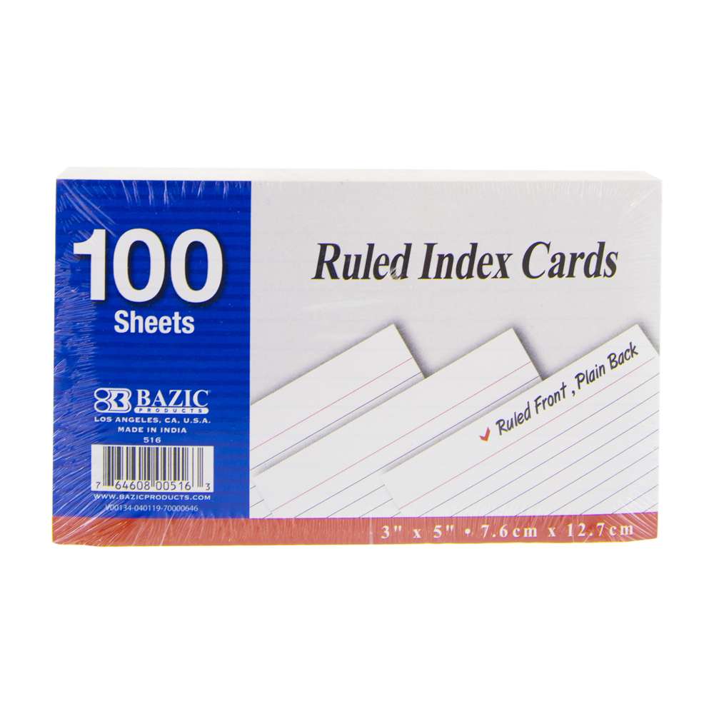Ruled Index Cards, 3 x 5, White, 100/Pack - ASE Direct