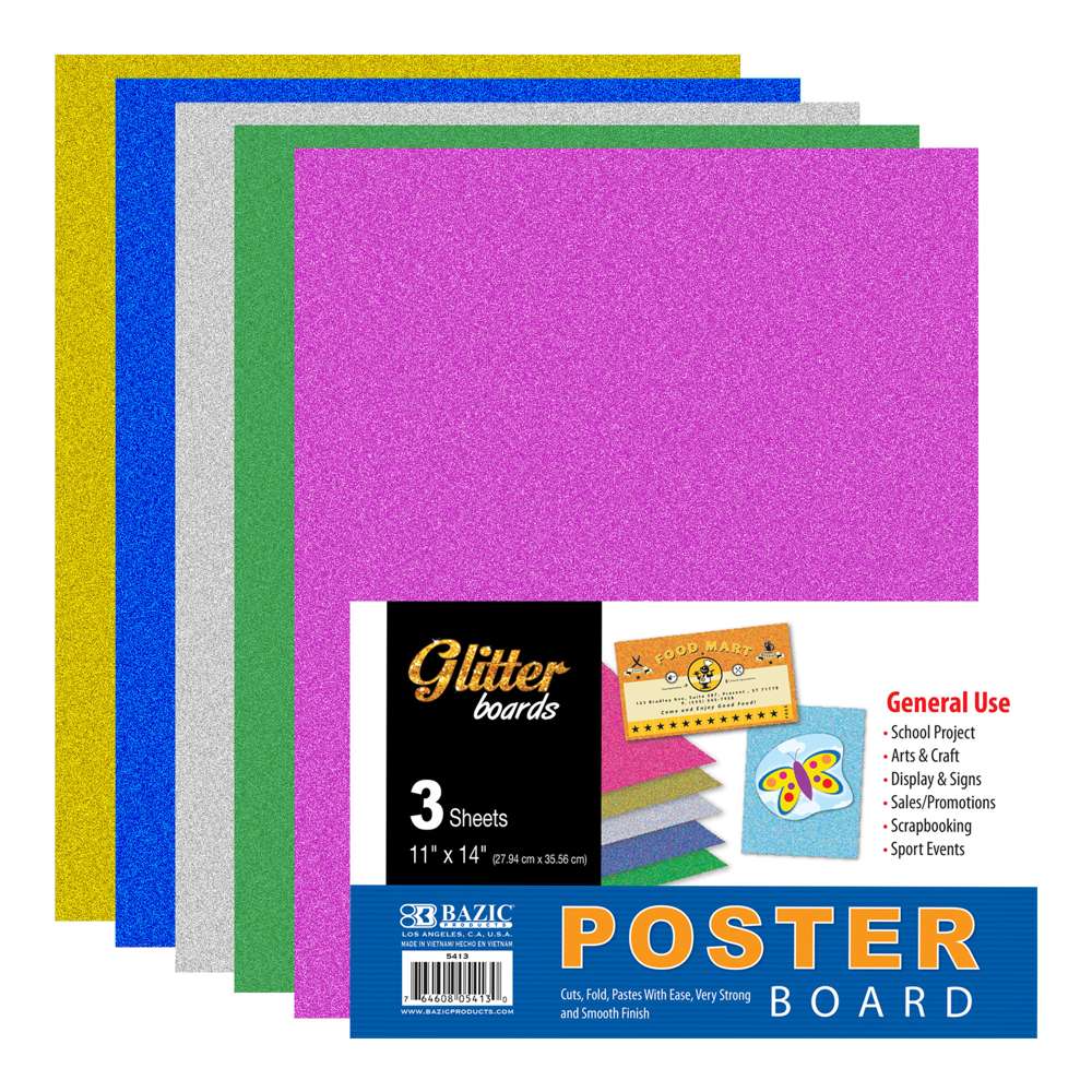 BAZIC 11 X 14 White Poster Board w/Glitter Frame (5/Pack) - Bazicstore