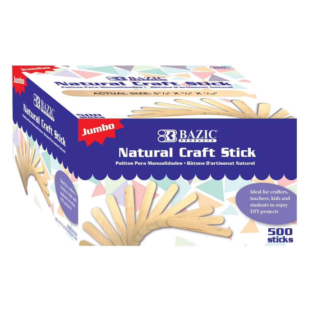 BAZIC Jumbo Natural Craft Stick (50/Pack) - Bazicstore