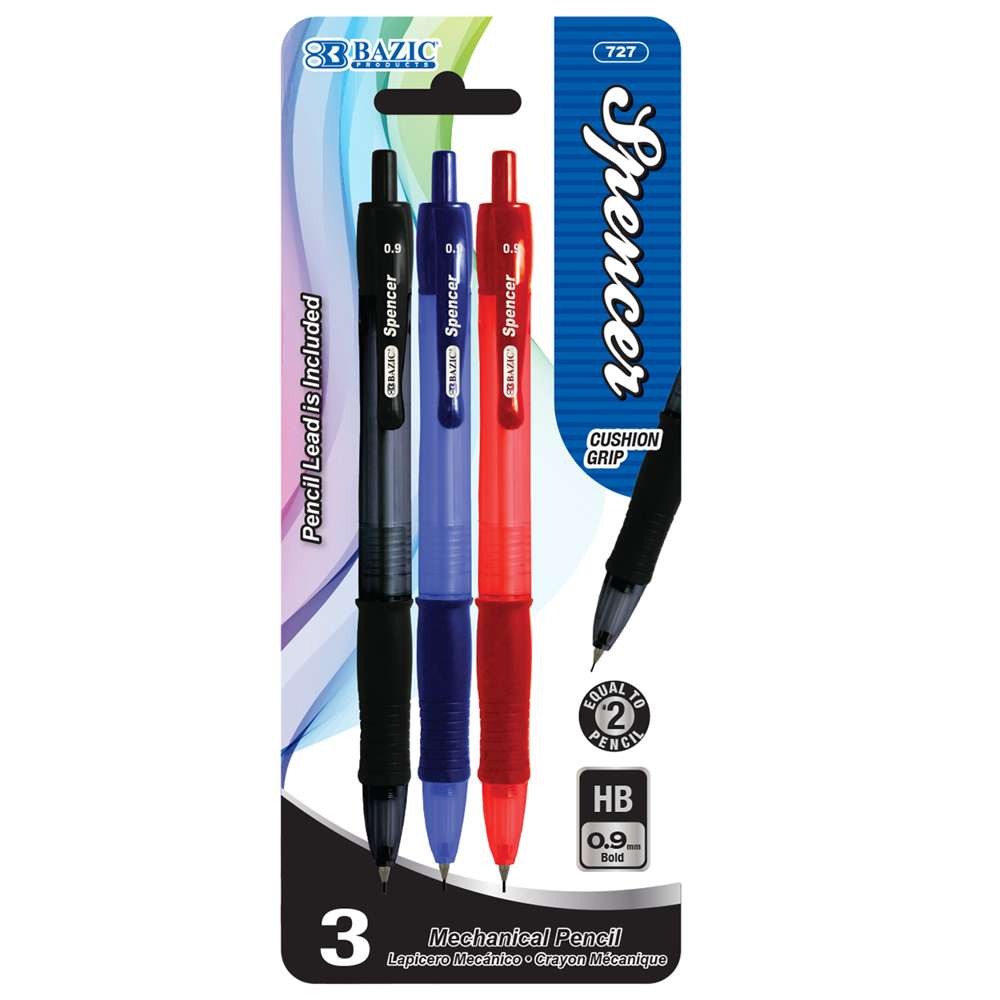 BAZIC 0.9mm Yellow Mechanical Pencil (4/Pack) - Bazicstore