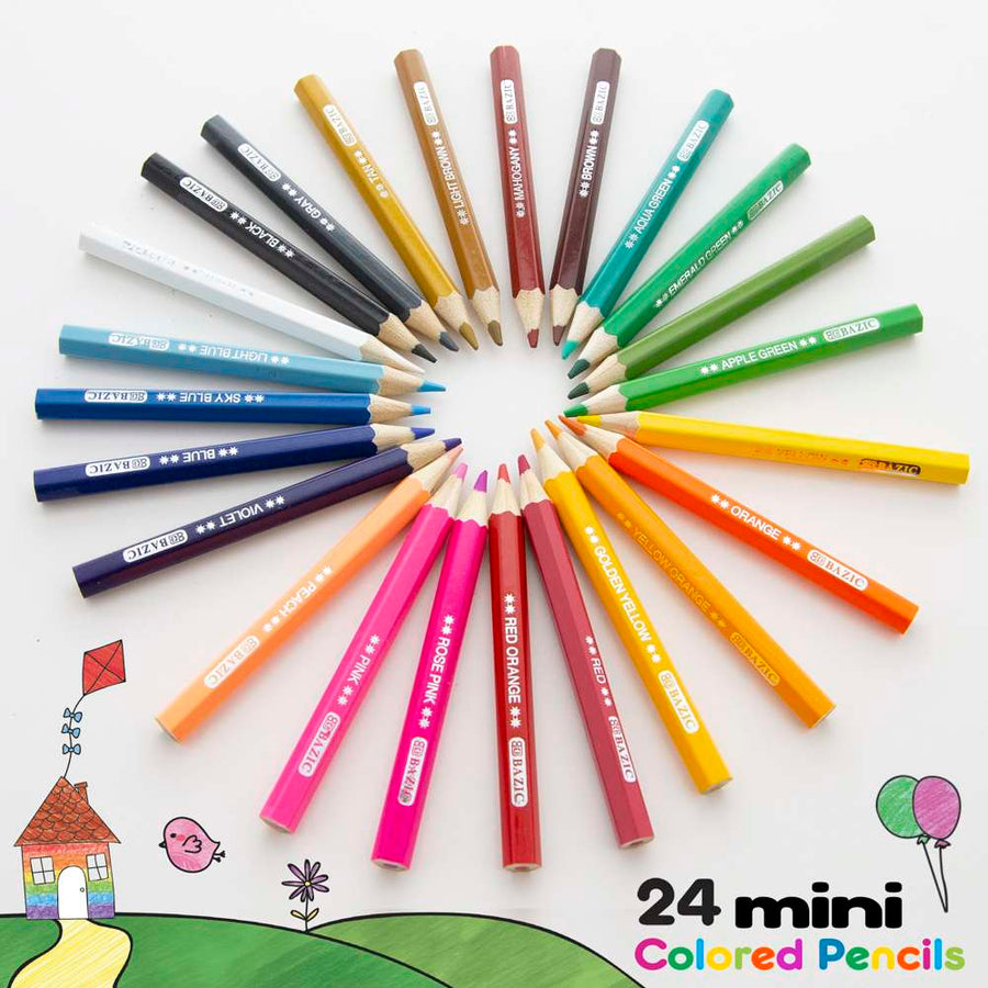 12 Mini Colored Pencils With Pouch - 034466216125