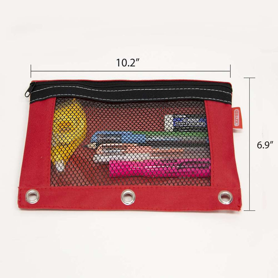 BAZIC Bright Color 3-Ring Pencil Pouch w/ Mesh Window Bazic Products