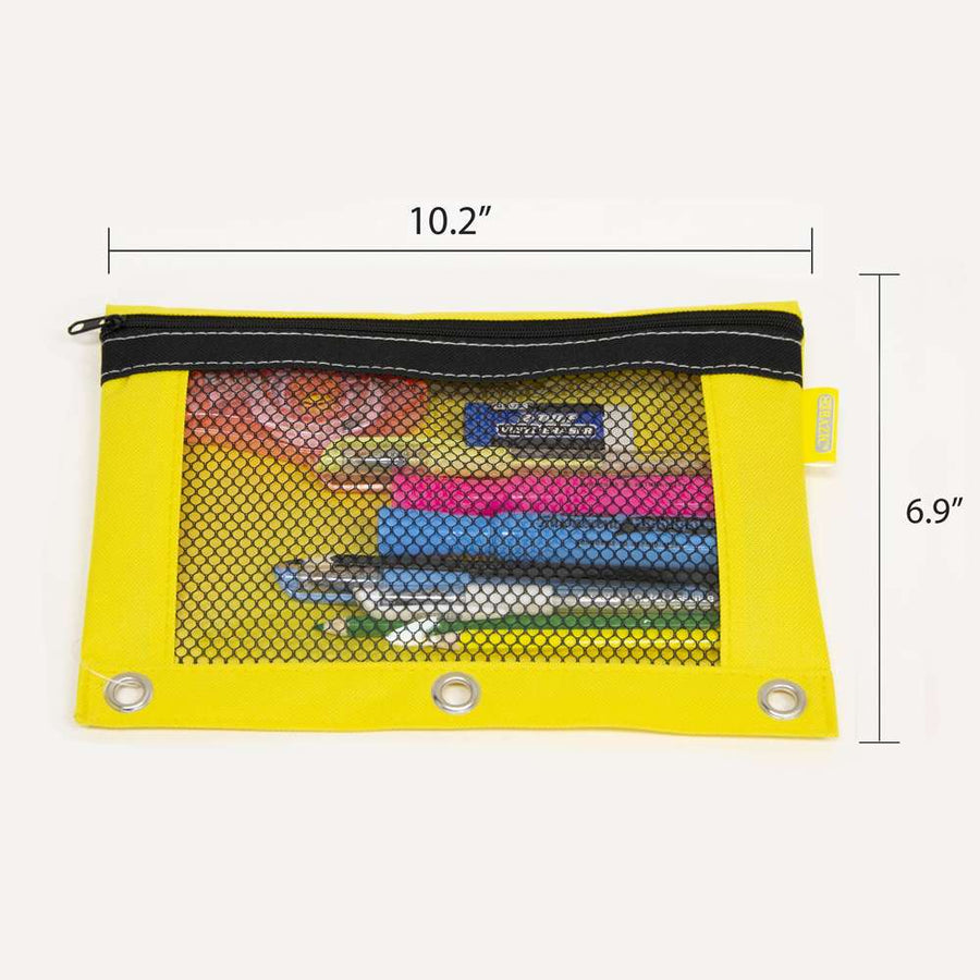 24 pieces Double Zipper 3-Ring Pencil Pouch With Mesh Window