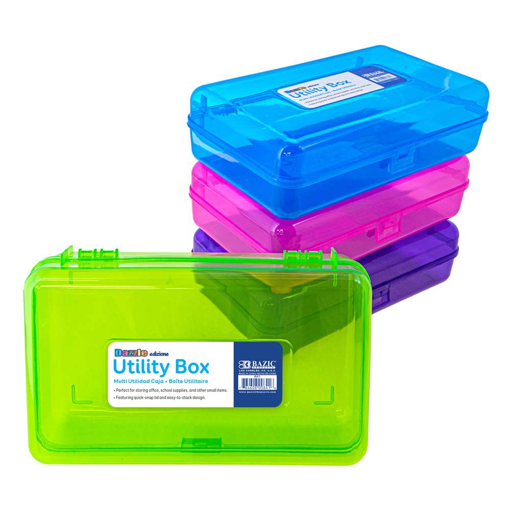 Pencil Boxes 4 Colors, School Pencil Cases (7.75 x 4.5 x 2.25