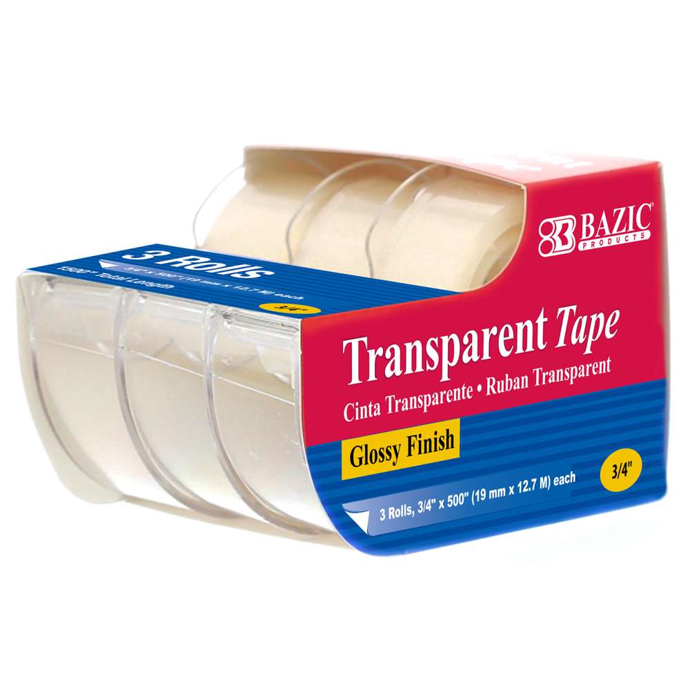 Basics Double Sided Tape with Dispenser Narrow Width 1/2 x 252 Inches 3-Pack
