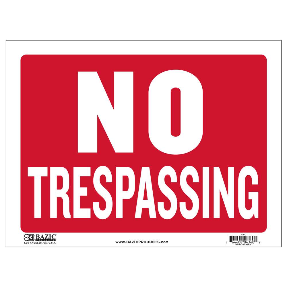 12 X 16 No Trespassing Sign Bazicstore 6969