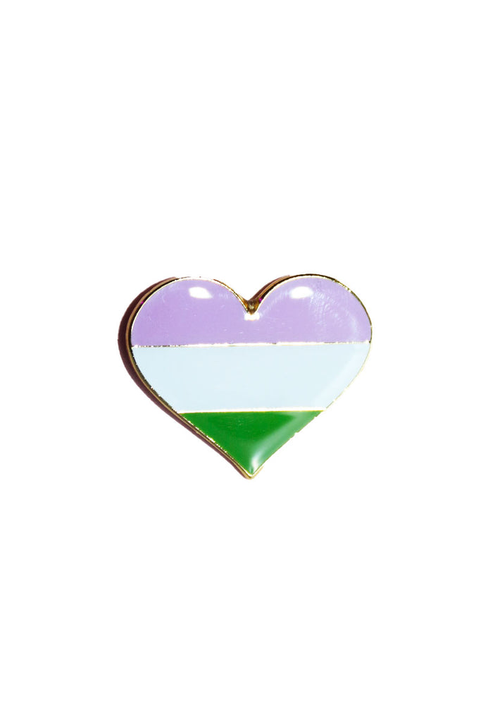 Genderqueer Pride Heart Enamel Pin - Purple