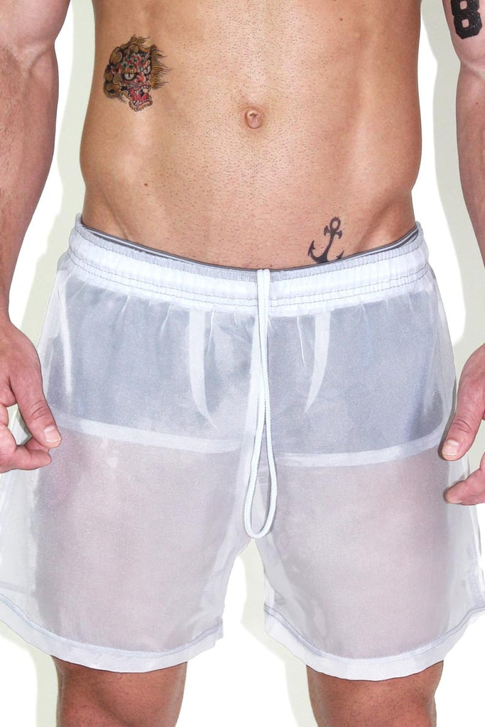 Mesh C-thru Shorts- White – Marek+Richard