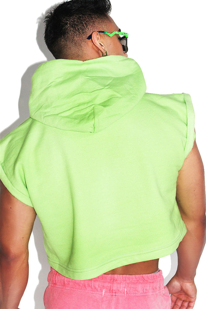 neon sleeveless hoodie