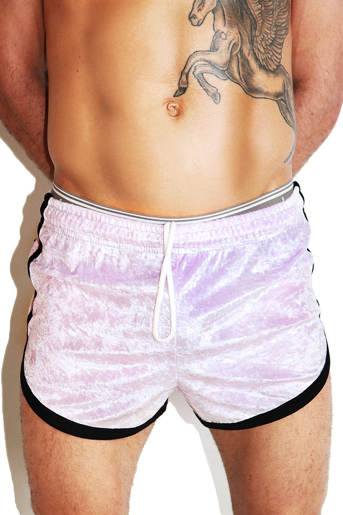 velvet running shorts