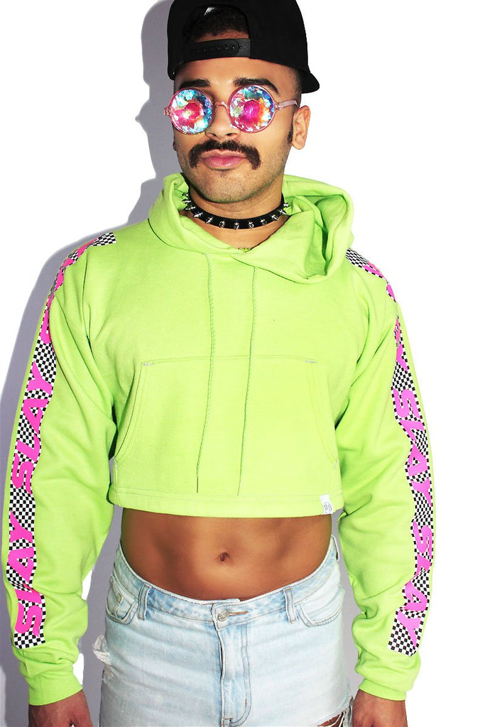 neon green cropped hoodie