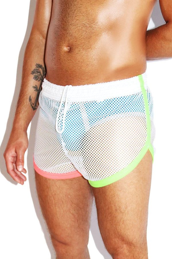 C-Through Mesh Shorts - White