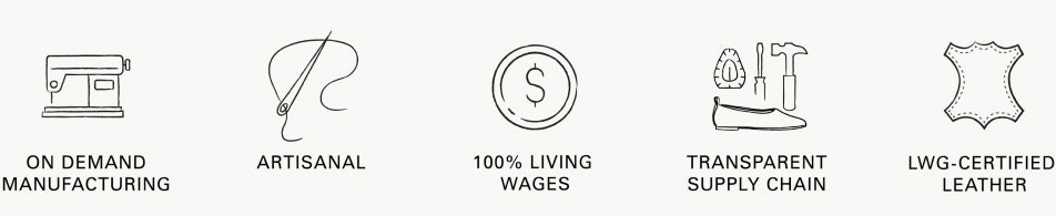These shoes are produced on-demand and made of LWG-certified leather. We have full transparency in our supply chain and our workers are paid 100% living wage.