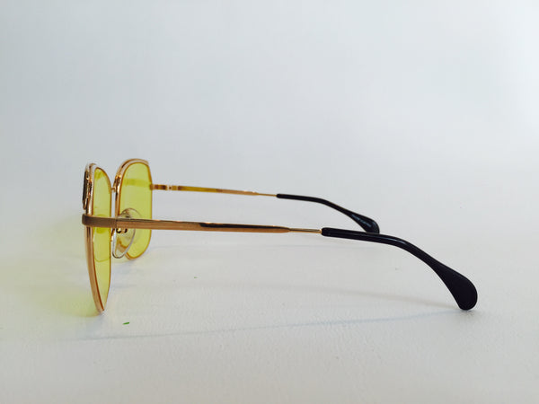 Oversized Gold Vintage Sunglasses yellow lenses m6018