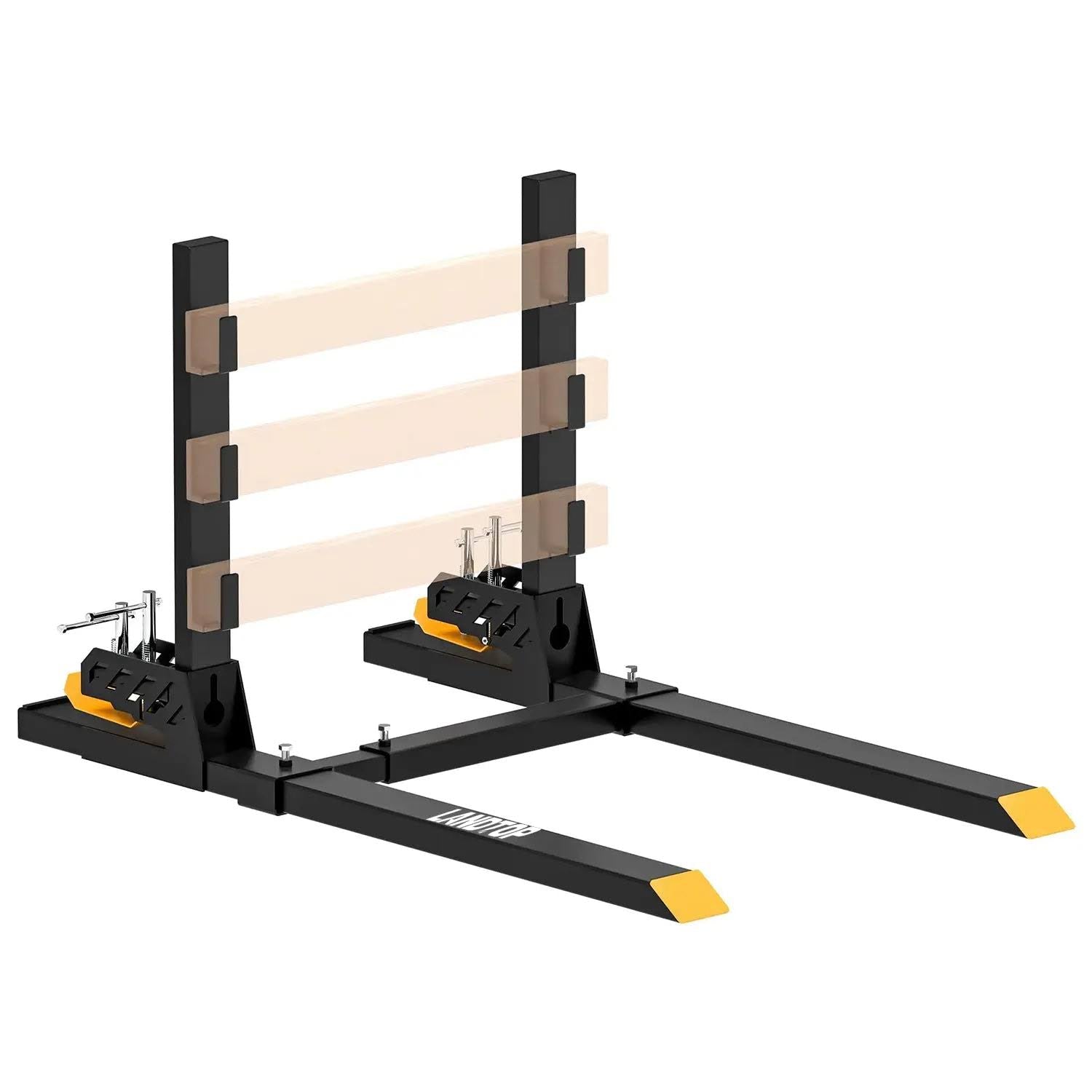 43 Clamp on Pallet Forks with Anti-roll Bar, 1500lbs Heavy Duty Quick Attach Bucket Fork with Adjustable Stabilizer Bar for Tractor Loader Skid Steer