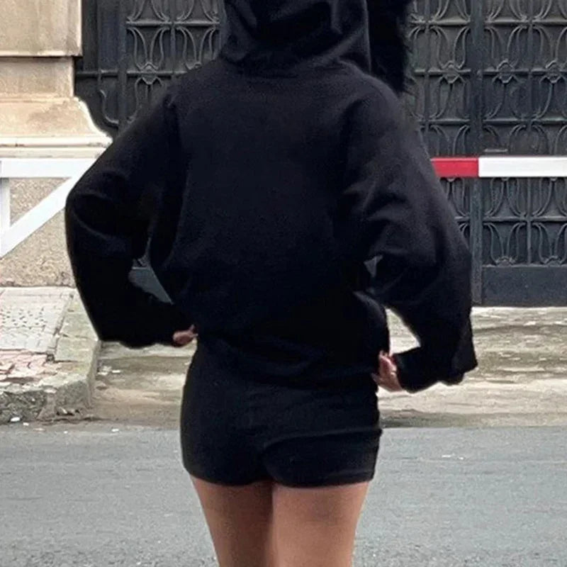 Hooded Zipper Sweatshirt with Large Fur Collar for Women - Image 3