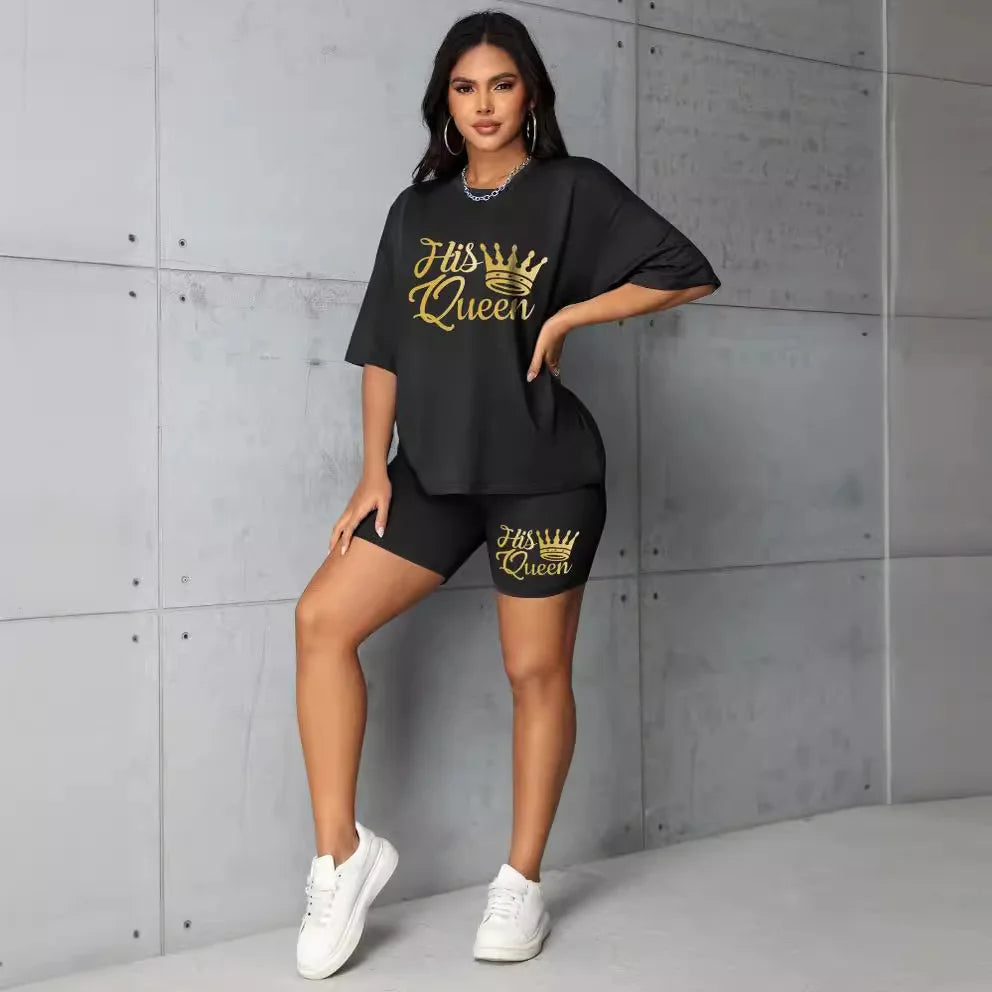 Women's Summer Two-Piece Print Suit with Short Sleeve Top - Image 3