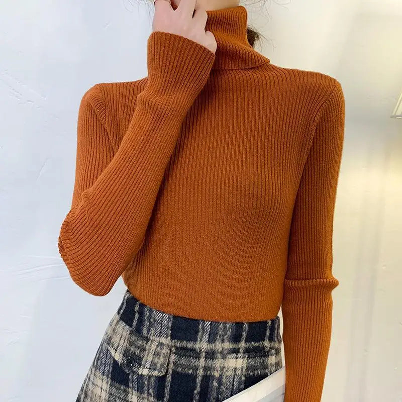 Ribbed turtleneck sweater suit for winter, Korean style clothing women. - Image 12