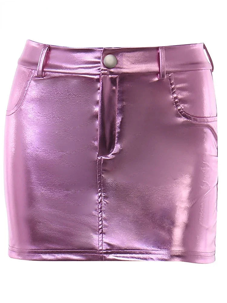Pink A-Line Skirt with Zipper Pockets and High Waist - Image 8