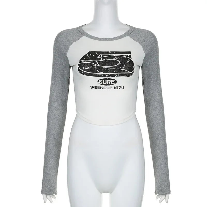 Hippie Streetwear Long Sleeve Patchwork Crop Tops for Women - Image 6